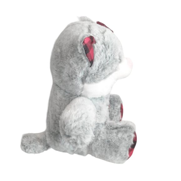 2023 PetSmart Lucky The Cat Squeaker Gray & Red Plaid Pet Plush Toy 10" NEW - Picture 6 of 7